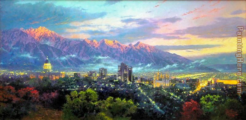 Salt Lake, City of Lights painting - Thomas Kinkade Salt Lake, City of Lights art painting
